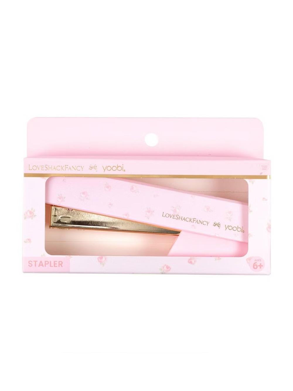 LoveShackFancy Pink Floral Stapler Blooming Heirloom Strawberry Macaroon
